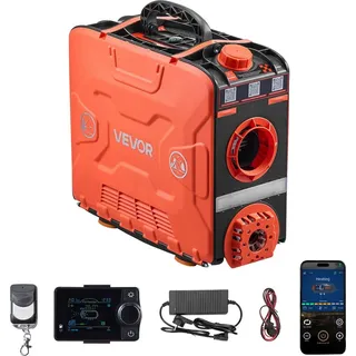 Vevor Dieselheizung 8 kW DC 12 V tragbarer All in One Diesel-Lufterhitzer mit Bluetooth-App-Steuerung, Fernbedienung & LCD-Bildschirm, 4,5 L Kraftstofftank für Fahrzeuge Transporter Wohnmobile