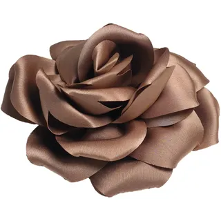 Baesics Blumen Brosche Rose Stoff Seiden-Optik Damen 2-in-1 Anstecknadel & Haarclip Vintage Stil Blume Elegant Boho Accessoire für Blazer Kleid Hut Jacke Hochzeit Party Fotoshoot Geschenk (Haselnuss)