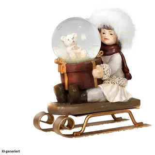 Hti-Living Schlittenmädchen mit Schneekugel rot