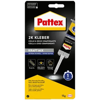 Pattex Kraft-Mix, extrem schnell ausgehärtet, spülbeständig und Bohr- und feilbar, vergilbungsfrei, Transparent, 11ml