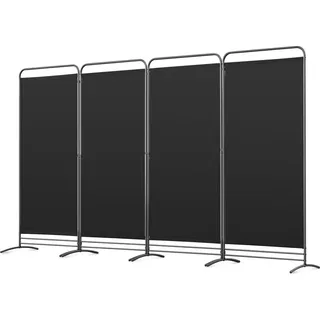 Angel Living Paravent 4 Teilig 324 x 180 cm Stoff Raumteiler Freistehend Sichtschutzwand Raumteiler Stellwand Faltbar Schwarz