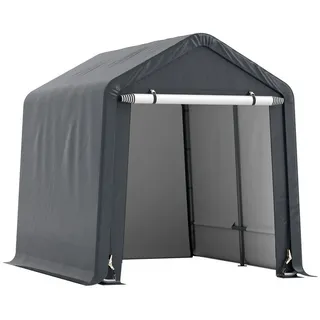 KOMFOTTEU Gerätezelt, Garagenzelt mit aufrollbarer Reißverschlusstür, 240x195x214cm grau