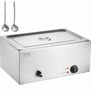 Vevor kommerzieller Speisenwärmer 1 x 18 L Speisebehälter, elektrische Warmhalteplatte, 1200 W Arbeitsplatte aus Edelstahl, Buffet-Bain-Marie, 30–85 °c Temperaturregelung für Restaurant, Buffet