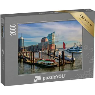 puzzleYOU: Puzzle 2000 Teile „Schiffe und Boote im Hafen von Hamburg, Deutschland“ – aus der Puzzle-Kollektion Elbphilharmonie