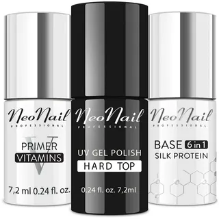 NEONAIL Hard Top Set ml + Base Silk Protein 7,2 ml + Primer Vitamins, säurefreie Zubereitung