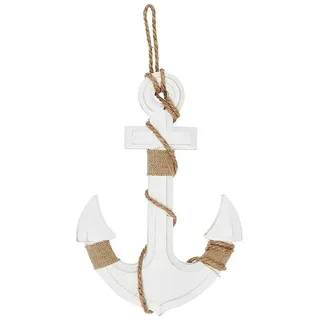 Macosa Home Dekofigur Dekoanker Weiß Holz zum hängen maritime Wanddeko Anker Deko (Gartenhaus Garten Terrasse, Bootsanker Deko Holzanker), Wanddekoration Holzanker Cremefarben Sommerdeko weiß