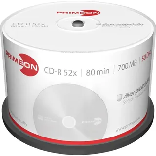 PrimeOn 2761102 CD-R 700 MB 50 St. Spindel Silber Matte Oberfläche
