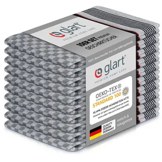 Glart 48GS 10er Set Premium Grubentücher, Geschirrtücher Küchentücher Geschirrhandtücher Küchenhandtücher, 100% Baumwolle OEKO-TEX, 45x90 cm, schwarz, vorgewaschen