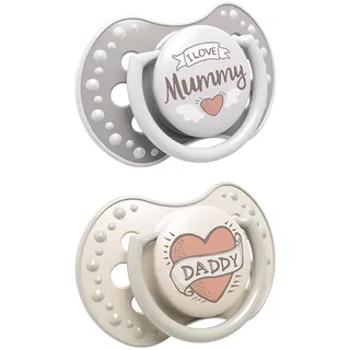 LOVI Silikon Schnuller dynamisch I Love 2 St. Schützt den Saugreflex, Stillen sicher, Biss und Sprechen sicher, Antiallergisch (0-3 m)