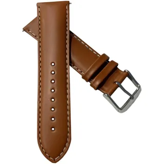 24 mm Uhrenarmband echtes weiches Leder Riemen Band Herren Gepolsterte SS Schnalle/weiß