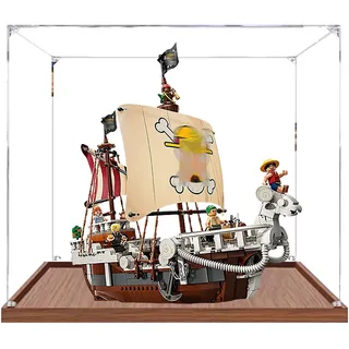 Acryl-Vitrine für Lego 75639 Go Merry Piratenschiff-Bauset, transparente Vitrine, staubdichte Vitrine, kompatibel mit Lego 75639 (nur Vitrine) (Holzsockel 2 mm)