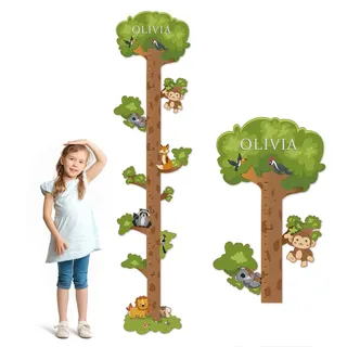 CHARMIBLE Personalisiert Messlatte Kinder Holz für Baby- & Kleinkinderzimmer mit Namen, Abnehmbares Messlineal für Baby-Messlatte für Schlafzimmer, Wanddekoration (Tier)