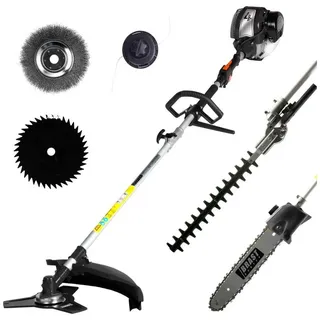Brast 4-Takt Benzin Motorsense Heckenschere Hochentaster Freischneider Unkrautvernichter Fugenbürste Multitool
