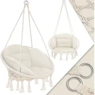 Kesser Hängesessel mit Kissen - Chill Hängestuhl zum Aufhängen für Erwachsene & Kinder Hängematte bis 150 kg Hängesitz Aufhängung Indoor & Outdoor Beige