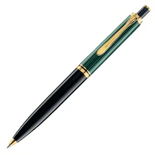 Pelikan Kugelschreiber Souverän K400 24-Karat vergoldete Zierelemente, Druckmechanik, Schwarz-Grün