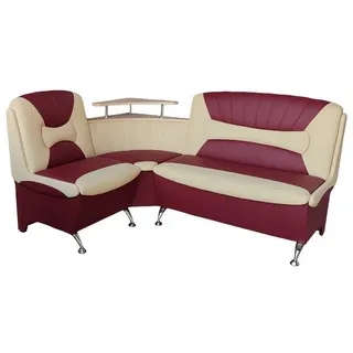 RODNIK Eckbank Arabika Essecke Sitzbank Bordeaux-beige weinrot Kunstleder mit Ablage und Stauraum