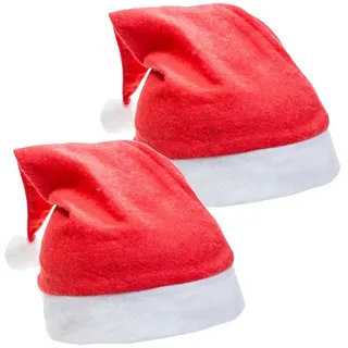 weihnachtswunder® Bommelmütze 2er Samt Weihnachtsmütze Nikolausmütze rot - Weihnachten (2er Set, 2 Stück) weicher Samt rot
