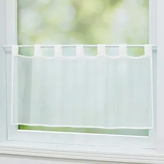 Scheibengardine Bistrogardine Cafehausgardine für Vitragestange oder Klemmstange - Stoff Voile Uni transparente Gardine Stores Breite 120 x 30 cm Höhe - Farbe weiß