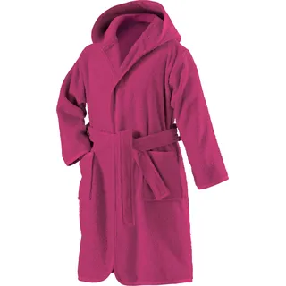 Erwin Müller Kinder-Bademantel mit Kapuze Uni Frottier Beere Größe 158/164 - weich, flauschig, saugstark, mit Bindegürtel und Taschen, 100% Baumwolle