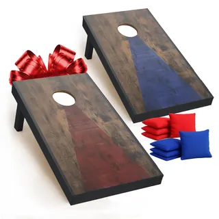 Offizielles Cornhole Spiel aus Holz – 90×60 cm – Premium Holzbretter – Komplettes Set mit 2 Boards + 8 Säckchen – Robustes Wurfspiel für draußen, Garten, Strand & Events – Original Corner