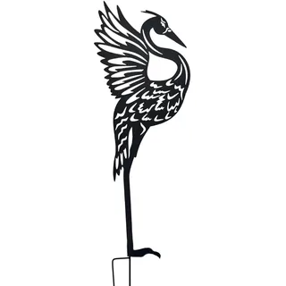 Terma Rost Kranich XXL 120cm Höhe Gartenstecker Gartenfigur große Metallfigur Garten rostgartendeko rostdeko Gartendeko Metall deko metallstecker edelrost (Kranich Hermine schwarz Erdspieß)