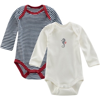 Living Crafts - ELM | Langarm-Body, 2er-Pack Unisex Baby Langarm mit Aufdruck | Baby Langarm-Body Suit fur Jungen und Mädchen (Navy/White, 74/80)