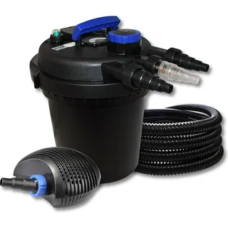 Wiltec SunSun Druckteichfilter Set 10000l 11W UVC Teichklärer, und 20W 25m Schlauch