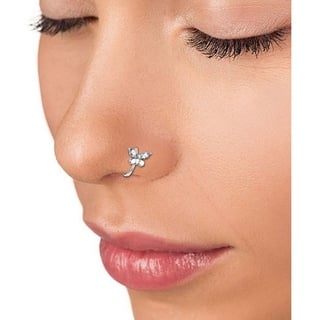 Taffstyle Nasenpiercing Piercing Biegbar Schmetterling mit Kristall, Ring Zirkonia Glitzer Septum Tragus Helix Nase Lippe Nasenring Knorpel silberfarben