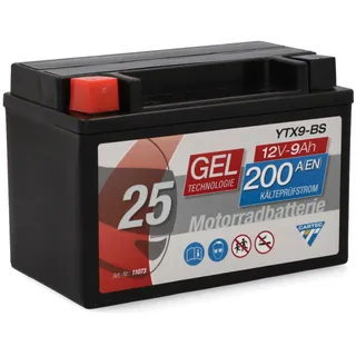 CARTEC Gel Motorradbatterie YTX9-BS 9Ah 200A