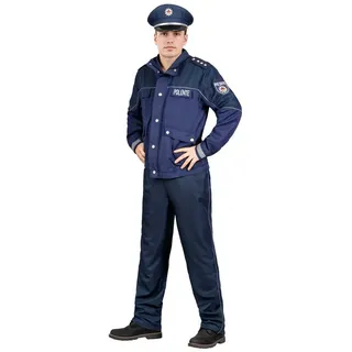 Maskworld Polizei-Kostüm Polizei Kostüm - Karneval Faschingskostüm Herren, Blaue Polizisten Uniform mit Aufdruck 'Polente' blau XXL | XXL