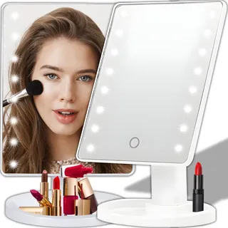 Retoo Kosmetikspiegel LED mit Beleuchtung, Makeup Spiegel, Schminkspiegel für Zuhause und Unterwegs, für Schminken & Rasieren, Make-up-Spiegel, Make up Standspiegel
