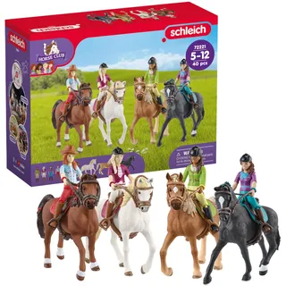 SCHLEICH Horse Club | Ausritt 72221 | 4 bewegliche Figuren und 4 Pferde | tolles Geschenk für Mädchen und Jungen | Pferde Spielzeug für Kinder ab 5 Jahren | Set aus 40 Teilen | exklusiv bei Amazon