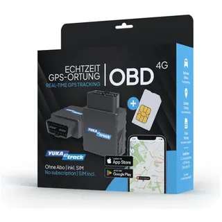 YUKAtrack AIO GPS OBD2 4G Car Tracker with SIM, Data Flat