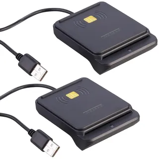 Xystec NFC Kartenleser: 2er-Set USB-RFID-/NFC- und Chipkartenleser mit USB-C-Adaptern (Kartenleser Personalausweis, Personalausweis)