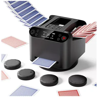 AKKEE Spiel Kartenmischmaschine Elektrische mit 5200 mAh Akku, Familienspiel, Gesellschaftsspiel schwarz