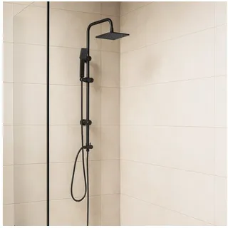 Grafner Grafner® Duschgarnitur mit Regenschauerduschkopf und Handbrause Duschsäule Schwarz