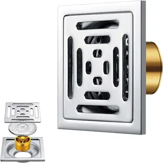 yqdnboi Bodenablauf Abnehmbarer Edelstahl(100x100mm), Edelstahl Dusche Bodenablauf, Quadratischer Badezimmer Bodenablauf, Einbaudurchmesser 50-75mm, geeignet für Badezimmer und Bodenabläufe