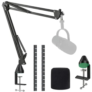 YOUSHARES MV7/MV7+ Mikrofonarm mit Schaumstoff-Windschutz – MV7X Robuste Mikrofonhalterung mit Mikroschaum-Anti-Pop-Filter, kompatibel mit Shure MV7/MV7+, Mikrofonstativ für MV7X