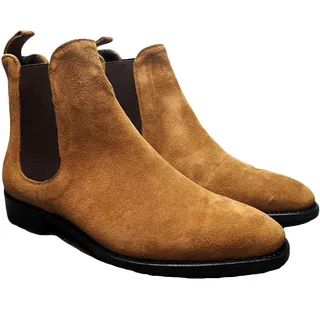 Dressnu Mid Boots Herren Kunstleder Chelsea Herrenstiefel Elastizität, gelb, 42 1/3 EU - 42 EU