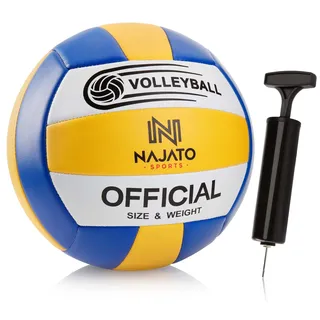 NAJATO Sports Volleyball – Langlebiger Beachvolleyball inkl. Ballpumpe – Für den Outdoor & Indoor Bereich
