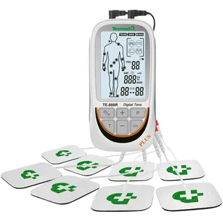 TESMED TE-880R Plus TENS, EMS & Massagegerät, Wiederaufladbar | 73 Programme, davon 2 anpassbar, und 8 Elektroden.
