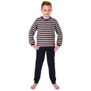 normann Frottee Schlafanzug Pyjama langarm Bündchen in Streifenoptik, Farbe:grau, Größe:164 - 77014 grau | Gr.: 164