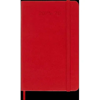 Moleskine 18 Monate Wochen Notizkalender 2025/2026, P/A6, 1 Wo = 1 Seite, Rechts linierte Seite, Fester Einband, Scharlachrot