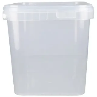 FixedByU 20 Eimer mit Deckel 5l Transparent Eckig | Kunststoff Eimer Lebensmittelecht, luftdicht und stabil | Leer Eimer mit Griff und Deckel für Lebensmittel Chemie Waschpulver Klebstoffe geeignet