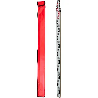 hedue® Nivellierlatte 5m - Messlatte für Rotationslaser & Nivelliergeräte, Teleskop Messstab ausziehbar (aus eloxiertem Aluminium)