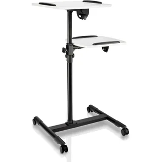 Hama 00077510 Beamertisch mit 2 Ebenen (42 x 50/40 x 35 cm), höhenverstellbar, mit Rollen