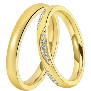 Trauring DOOSTI "Schmuck Geschenk Edelstahl Trauring Ehering Partnerring LIEBE" Gr. 62, gold (gelbgoldfarben), Fingerringe, Damen, 62, ohne Zirkonia, Edelstahl, 3mm, Trauring, wahlweise mit oder ohne Zirkonia