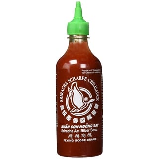 Flying Goose Sriracha Chilisauce scharf, grüne Kappe, scharfe Würzsauce aus Thailand, 1 x 455 ml)