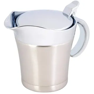 304 gebürstetem Edelstahl Sauciere, thermisch isolierte doppelwandige Sauce Krug Topf für Soße oder Creme an Thanksgiving für Restaurant.(450 ml / 750 ml)(450 ml)