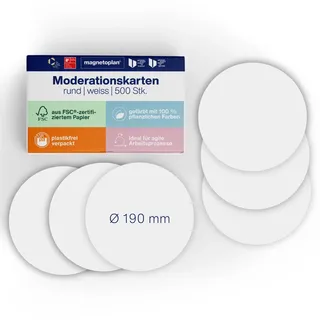 Magnetoplan Kommunikationskarte rund, Ø 190 mm, 500 Stück, weiß, D 190 mm, 500 BL